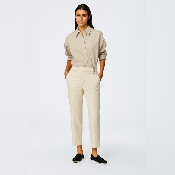 Tibi ivory high rise ankle pants wrap closure with buckle excellent Size 0 - Picture 1 of 10